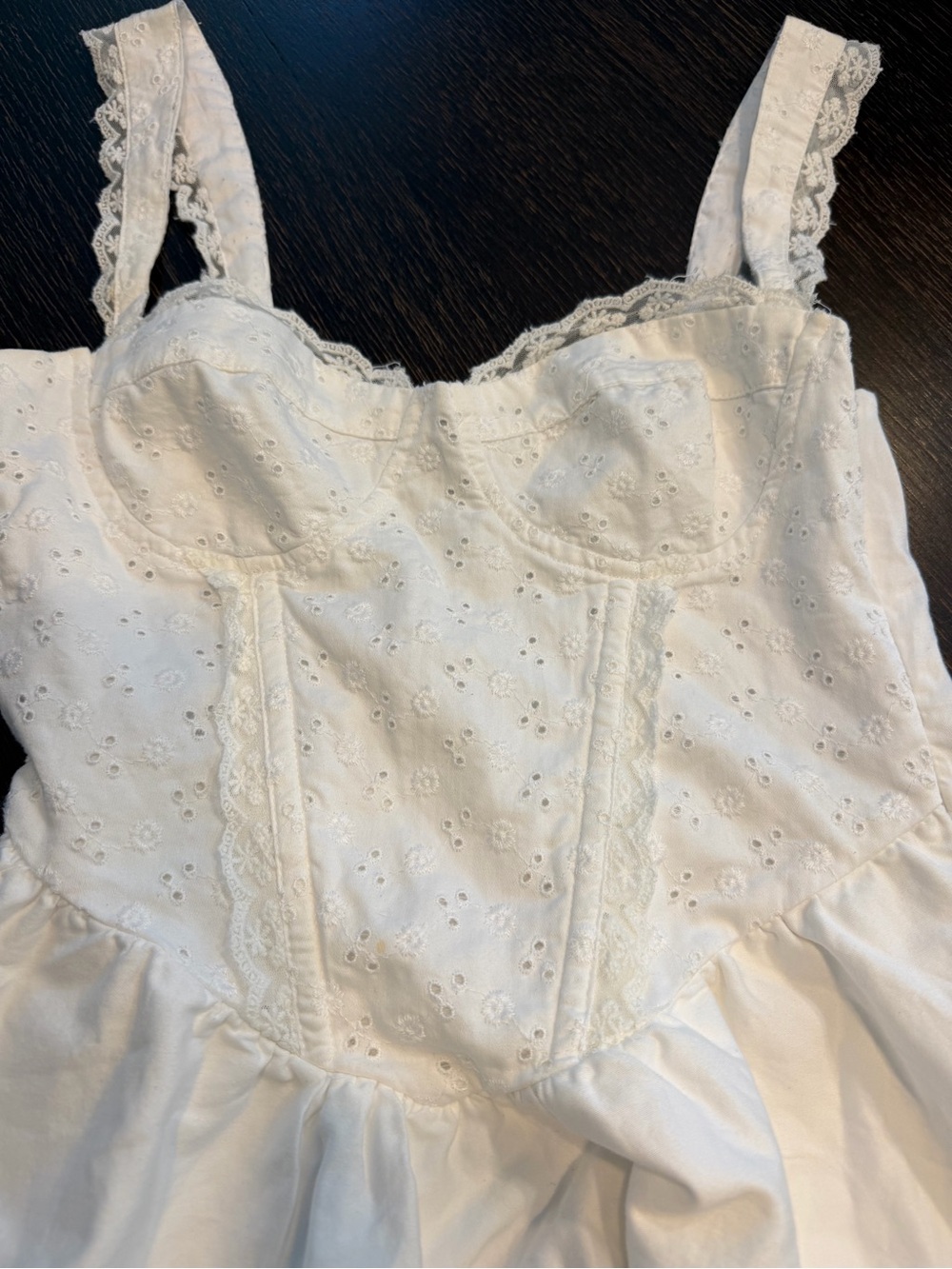 Bershka White Eyelet Corset Strappy Minni Dress